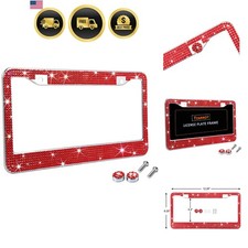 Red Bling Rhinestone License Plate Frames For Women Metal Rust-proof License... Red Bling Rhinestone License Plate Frames For Women Metal Rust-proof License...
