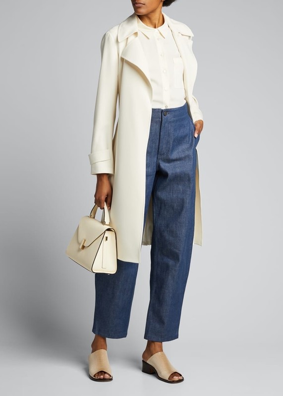 $495 Deveaux New York "YUMI" High Waisted Wide Leg Denim Pants Dark Wash Jeans M