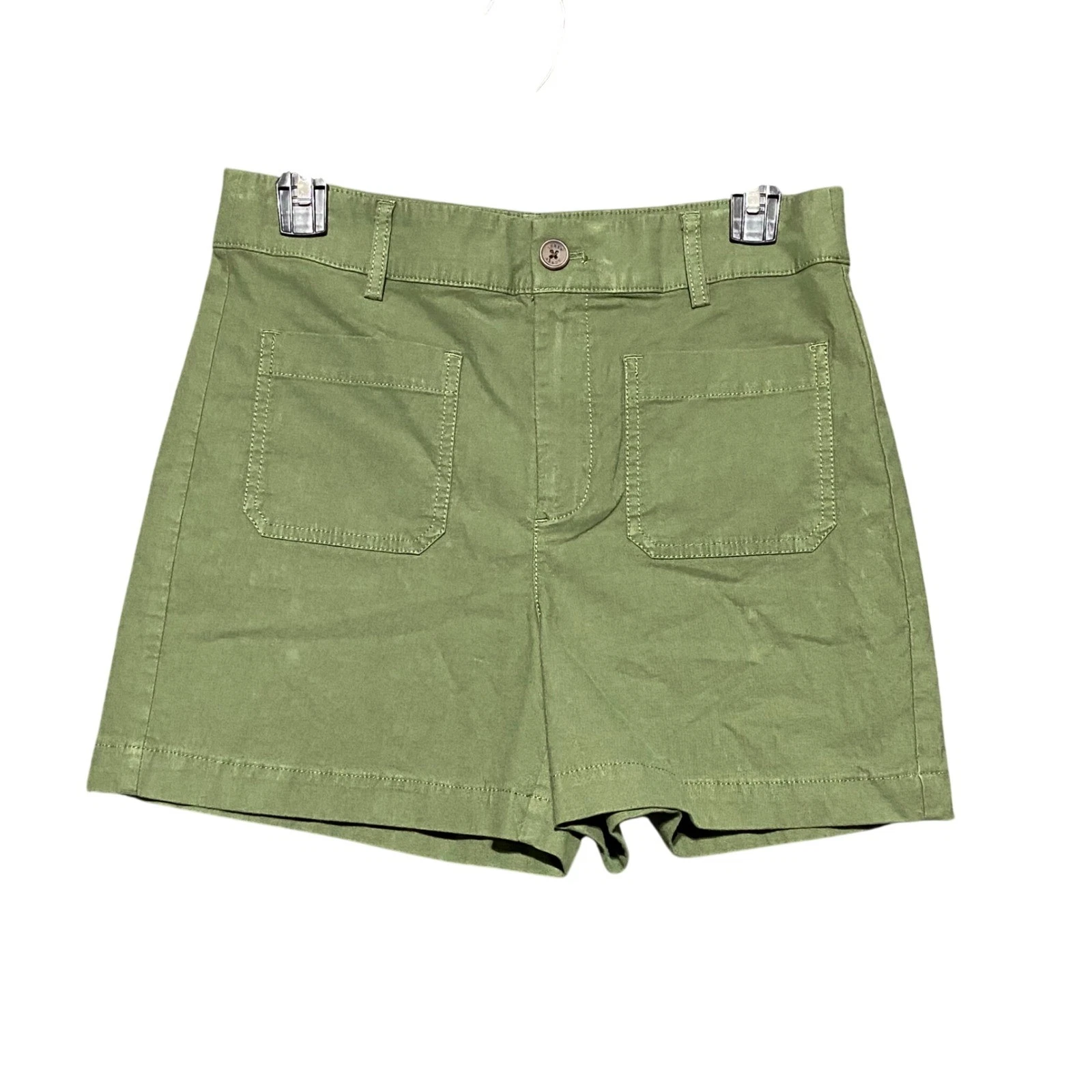 J.Crew Women's 26 Olive Green Mid Rise Cotton Linen Utility Shorts CJ117 NWT