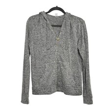 Old Navy Womens Gray Marl Lightweight Full Zip Hoodie Sweatshirt Jacket Medium M
