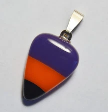 HALLOWEEN Candy Corn Handcrafted Fused Glass Pendant