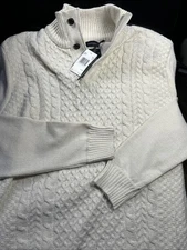 Buffalo By David Bitton Men’s $99 Milk Mix White Cable Knit Sweater XL NWT