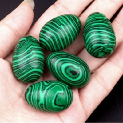 10pcs Artificial Malachite Stone Egg Massager Sphere Home Decor Ornament 20x30mm