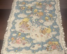 VTG Precious Moments Quilt 3D Satin Ruffle Backing 34.5 W X 43 L