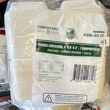 Good Containers 6 X 6 X3  One Compartment PFAS FREE . Natural Bagasse 125 Ct