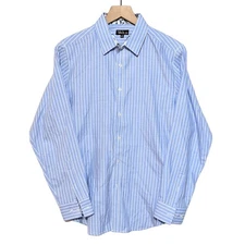 Galaxy by Harvic Mens Striped Button Down Shirt Size S Blue White Long Sleeve