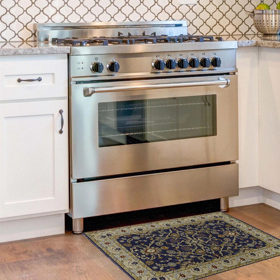 Linon Logan Marmara Polyester 2' X 3' Accent Rug in Navy and Ivory - Image 4 of 4