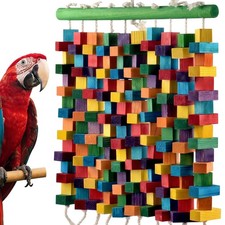 Large Bird Toy, 20in Parrot Toys for Cage, Multicolored Natural Chew Wooden B...