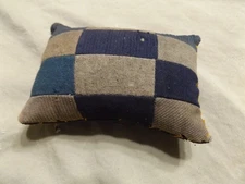 Antique 19th Century Hand Sewn Patchwork Quilt Graphite Pin Cushion ~3.5x5"