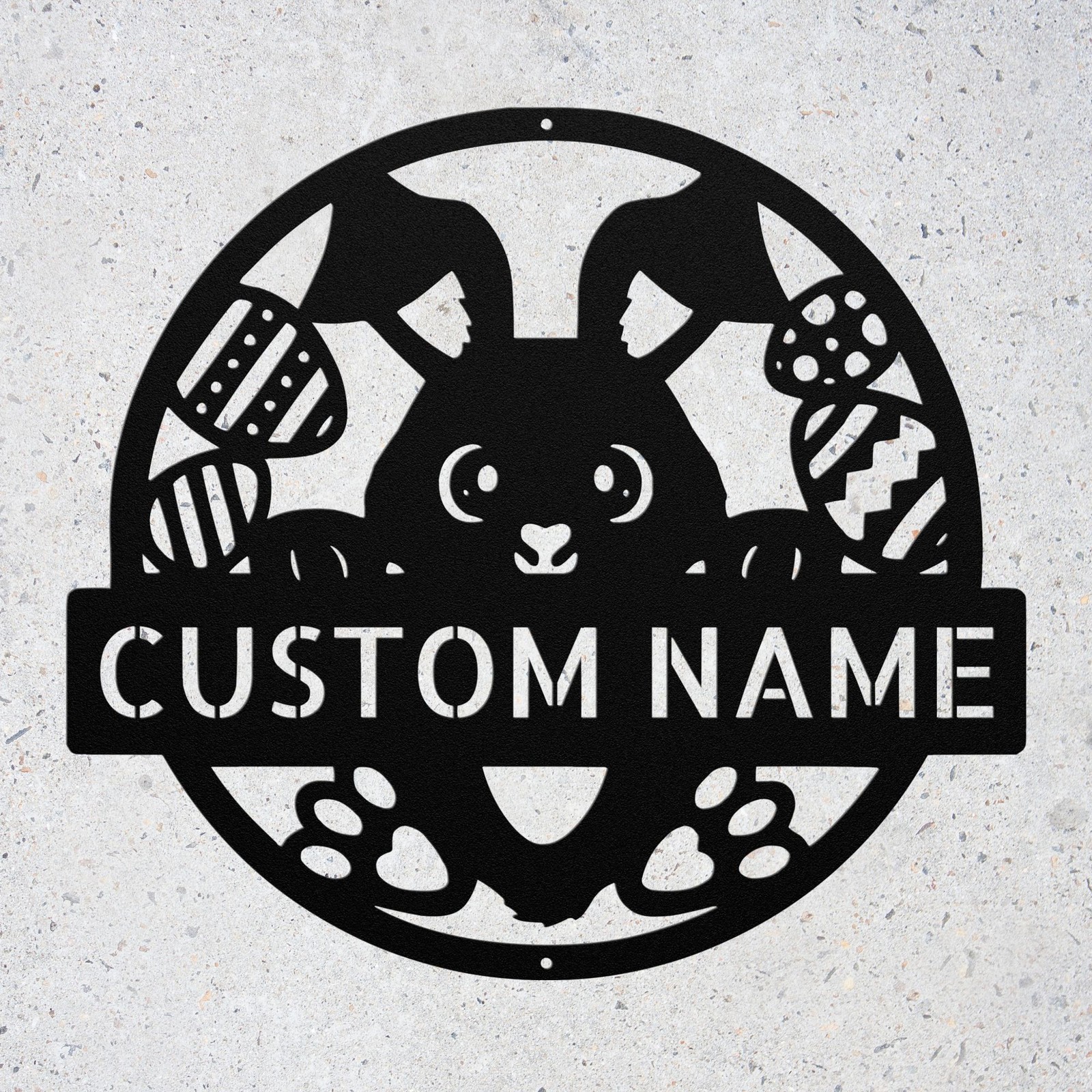 Custom Easter Bunny Metal Sign Personalized Spring Holiday Wall Decor Gifts