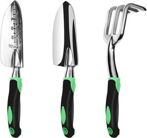 Ensemble d'outils de jardin, 3 Kit de jardinage en aluminium résistant comprend une serviette à main,