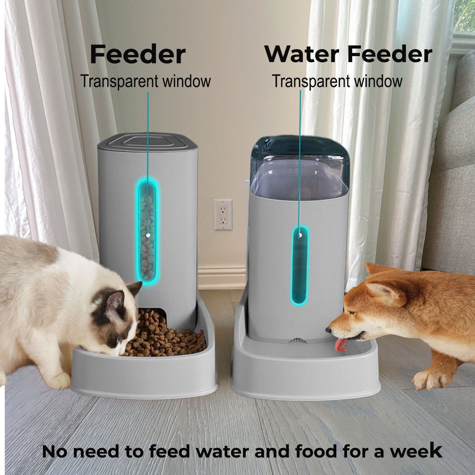 Automatic Dog Cat Feeder and  Water Dispenser Dog Cat Food Bowl and Water Bowl