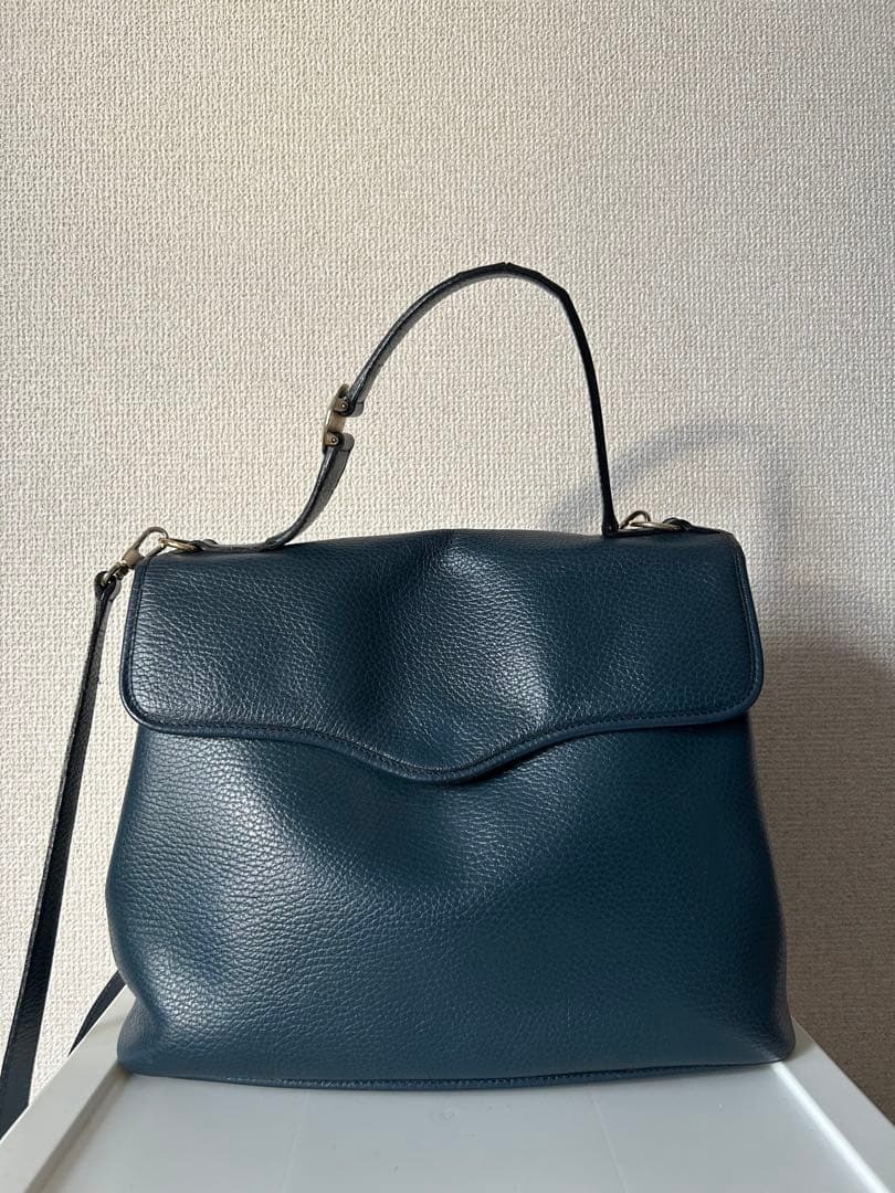 Auth Christian Dior Bag Flap Handbag Vintage Navy Leather Crossbody Women's