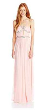 $325 Hailey Logan Women'S Pink Ruched Long Dress Strapless Evening Gown Size 3/4