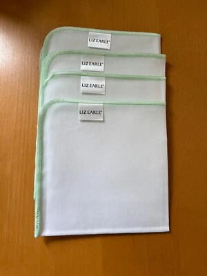 LIZ EARLE 4 X FULL SIZE MUSLIN CLOTHS - GREEN EDGED LOOSE - BN