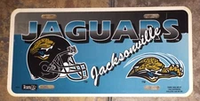 JACKSONVILLE JAGUARS Retro Logo Tag Express License Plate VTG 1995 Plastic USA