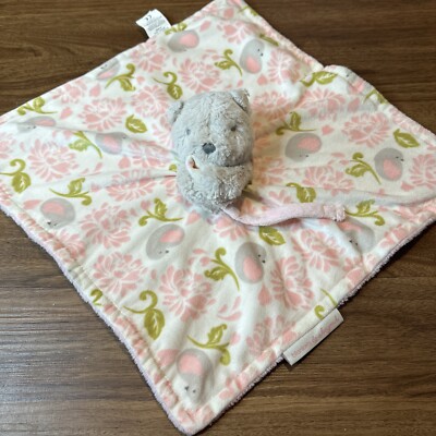 Blankets and Beyond Pink Gray Bear & Birds Security Blanket Lovey Lovie