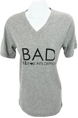 XS BAD Bishop Arts District Canvas ZooMos V Neck Gray T Shirt Dallas Unisex