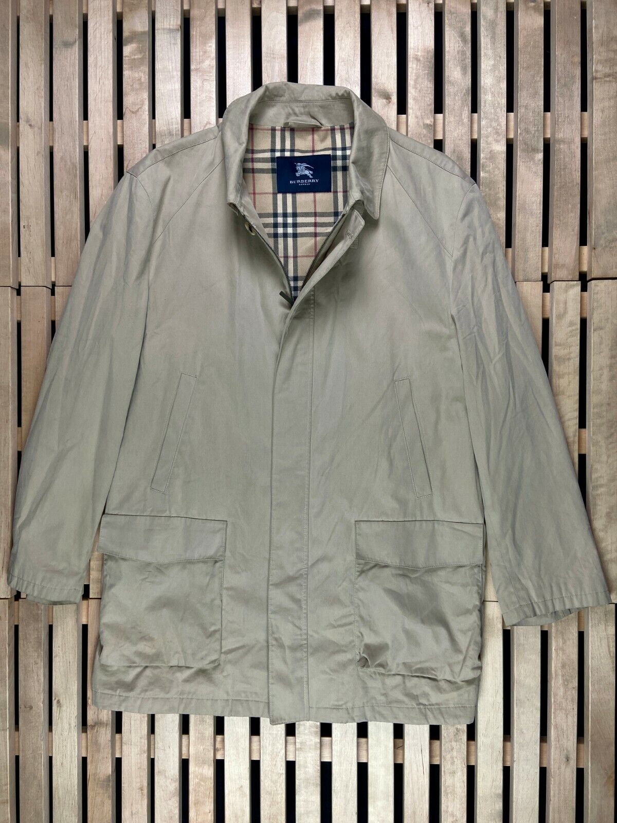 Mens Jacket Burberry London Full Zip Beige Size 56