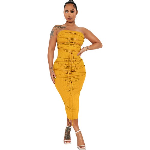 Stylish New Women Off Shoulder Bandage Solid Patchwork Bodycon Club Party Dress - Picture 4 of 13