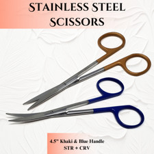 Set of 2 Salon Shears STR CRV 4.5" Hair Thinning Cutting Beard Grooming