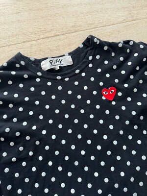 Comme Des Garcons PLAY Long Sleeve Polka Dot T-shirt Black Size XL