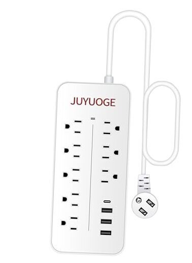 Power Strip 12-in-1 Power Strip Surge Protector Charging Station, Flat Plug