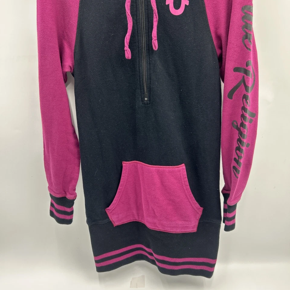 True Religion женщин большого размера толстовка с капюшоном платье размер маленький черный/фиолетовый - Изображение 3 из 4