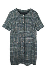 M&S Collection Green Check Tweed Tailored Dress Size UK 16