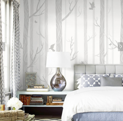 3D Grey Trees Bird G193 Wallpaper Wall Murals Removable Self-adhesive Honey