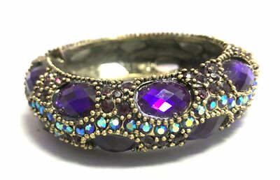 Cuff Bracelet Purple Rhinestone Bracelet Beautiful Hinged Glamour