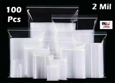 100x 2-Mil Clear Reclosable Zip Plastic Lock Bags Poly Jewelry Zipper Baggies US