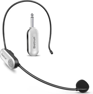 Bietrun UHF Wireless Microphone Headset, 165ft Range, Working Time 6H, Wireless