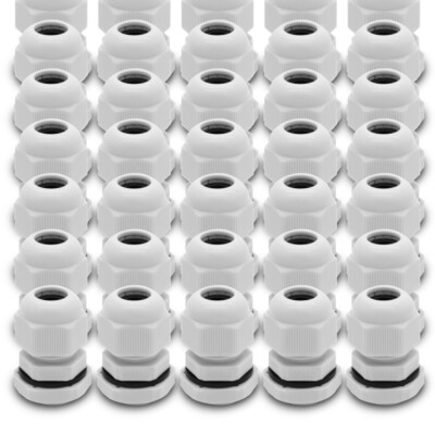 30x Kabelverschraubung M16 x 1,5 mm IP68 Kabel Verschraubung 3 - 6,5 mm grau