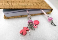 Evil Eye Beaded Bookmark Junk Journal Notebook 13.25" Bookmarker Pink