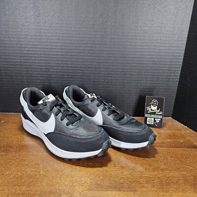 Nike Womens Waffle Debut Running Sneakers - Size 8.5 - DH9523-002 - Black White