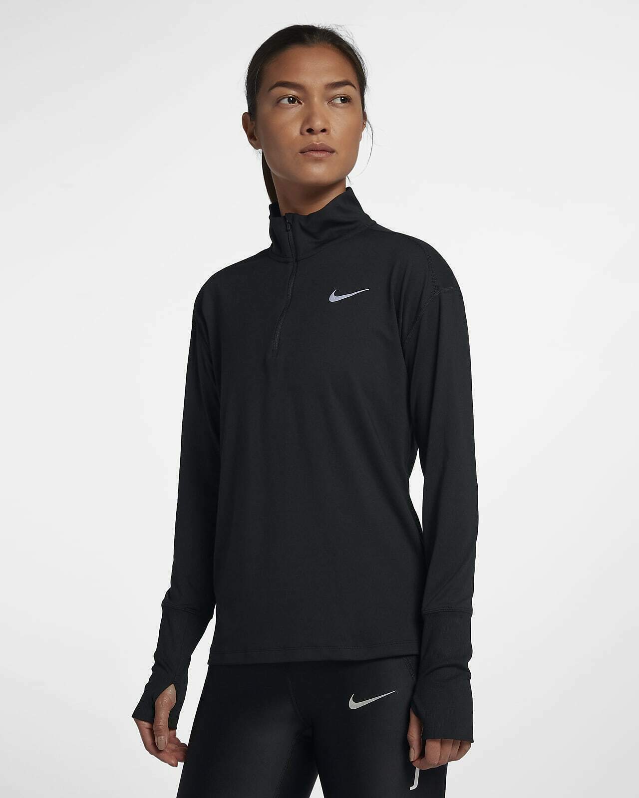 nike element half zip women's black