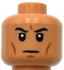 Lego New Nougat Minifigure Head Black Eyebrows Upper Eyelids Dark Orange Cheeks