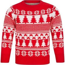 Christmas Star Tree Nordic Fairisle Junior Christmas Jumper Red Kids Stylish Christmas Star Tree Nordic Fairisle Junior Christmas Jumper Red Kids Stylish - Image 1