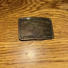 Pony Express Overland Mail Company Vintage Belt Buckle 3"x2" circa 70s