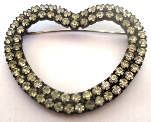 Broche Vintage Ciseaux Dorés Avec Cristaux Diamant - Bijou Original 2398 (occasion, Parfait état)