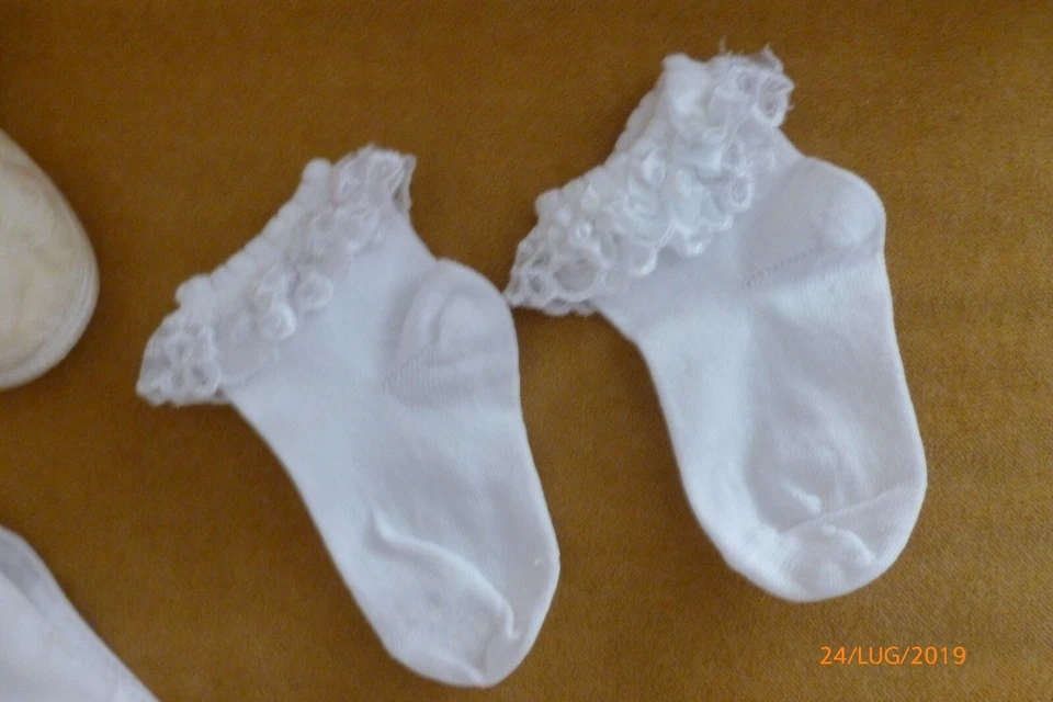 COMPLETO BATTESIMO BIMBA ABITINO CON BOLERO BIANCO MICKI BABY 3 MESI - Immagine 4 di 4