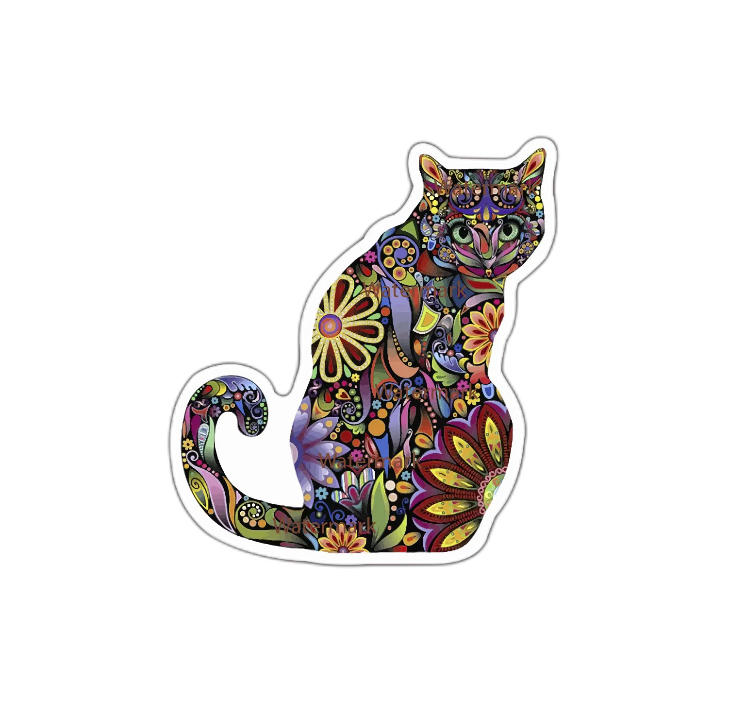 Floral Cat Sticker Decal