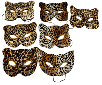 Cat Mask with Whiskers Leopard Print  Adult One Size Fits Most Half Face Choose