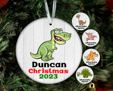Dinosaur Custom Kids Christmas Tree Ornament Gift, T-Rex Stegosaurus Triceratops