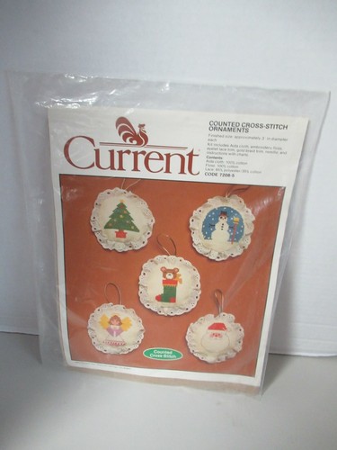 Current Christmas Tree Santa Snowman Angel Counted Cross Stitch Kit 1984 NIP - Picture 2 of 7