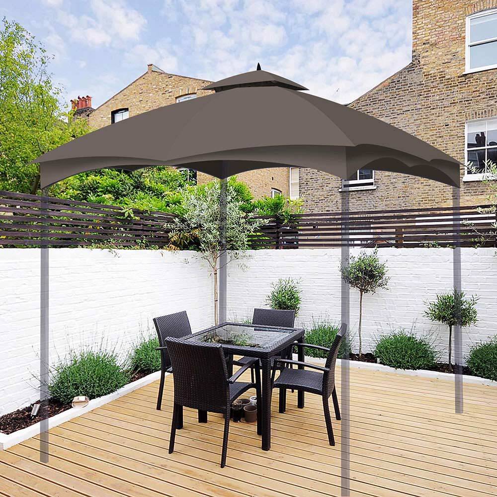 2 Tiers Canopy Top Replacement 10x12' Gazebo Outdoor Patio Coffee