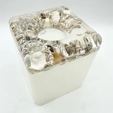Acrylic Lucite Square Tissue Holder Floating Seashells Shells Vintage Box Cover