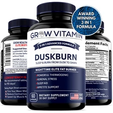 Grow Vitamin Burn Evolved Thermogenic Fat Burner 60 Caps - Night Time Burn- NEW