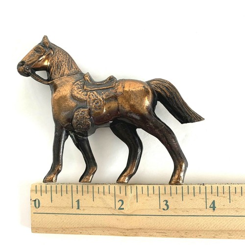 Vintage Metal Bronze Copper Color Horse Carnival Prize Saddle Halter 3”X 4” - Picture 6 of 7